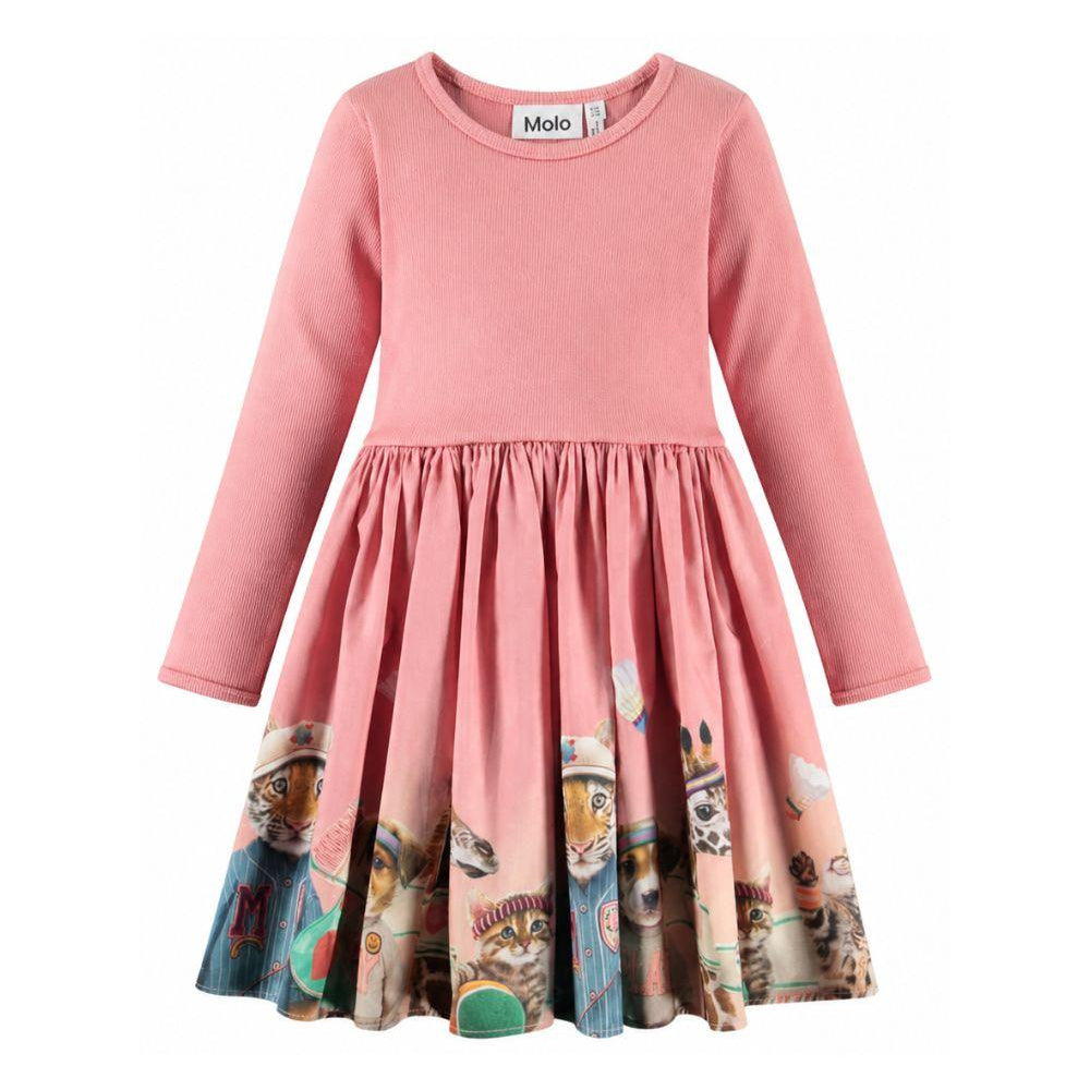 Abito per bambina Molo Kids rosa con stampa grafica animali 2W26E203 5802 MOLO KIDS