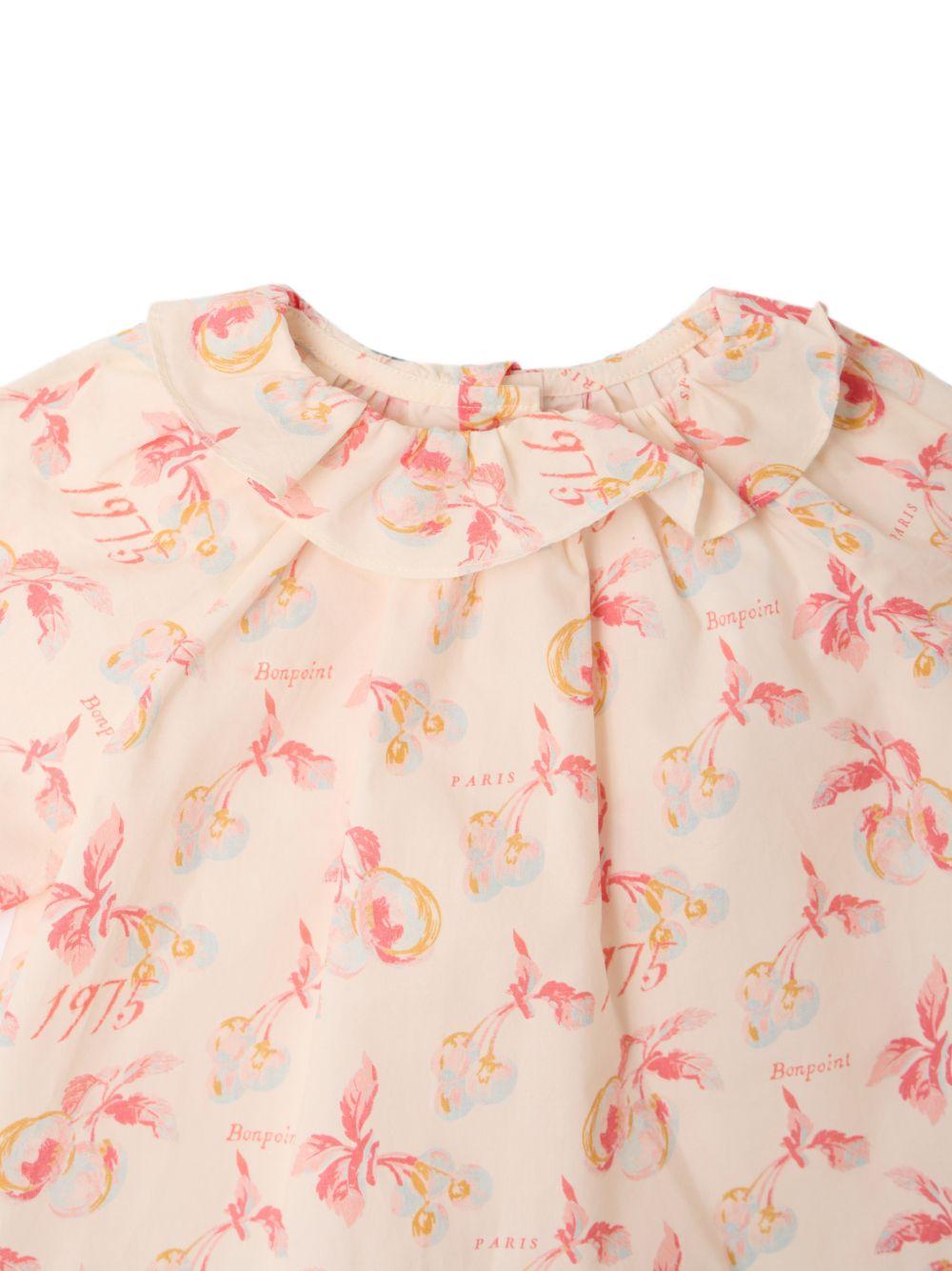 Blusa per neonata Bonpoint beige con stampa ciliegie P06XBLW00001 603 BONPOINT KIDS