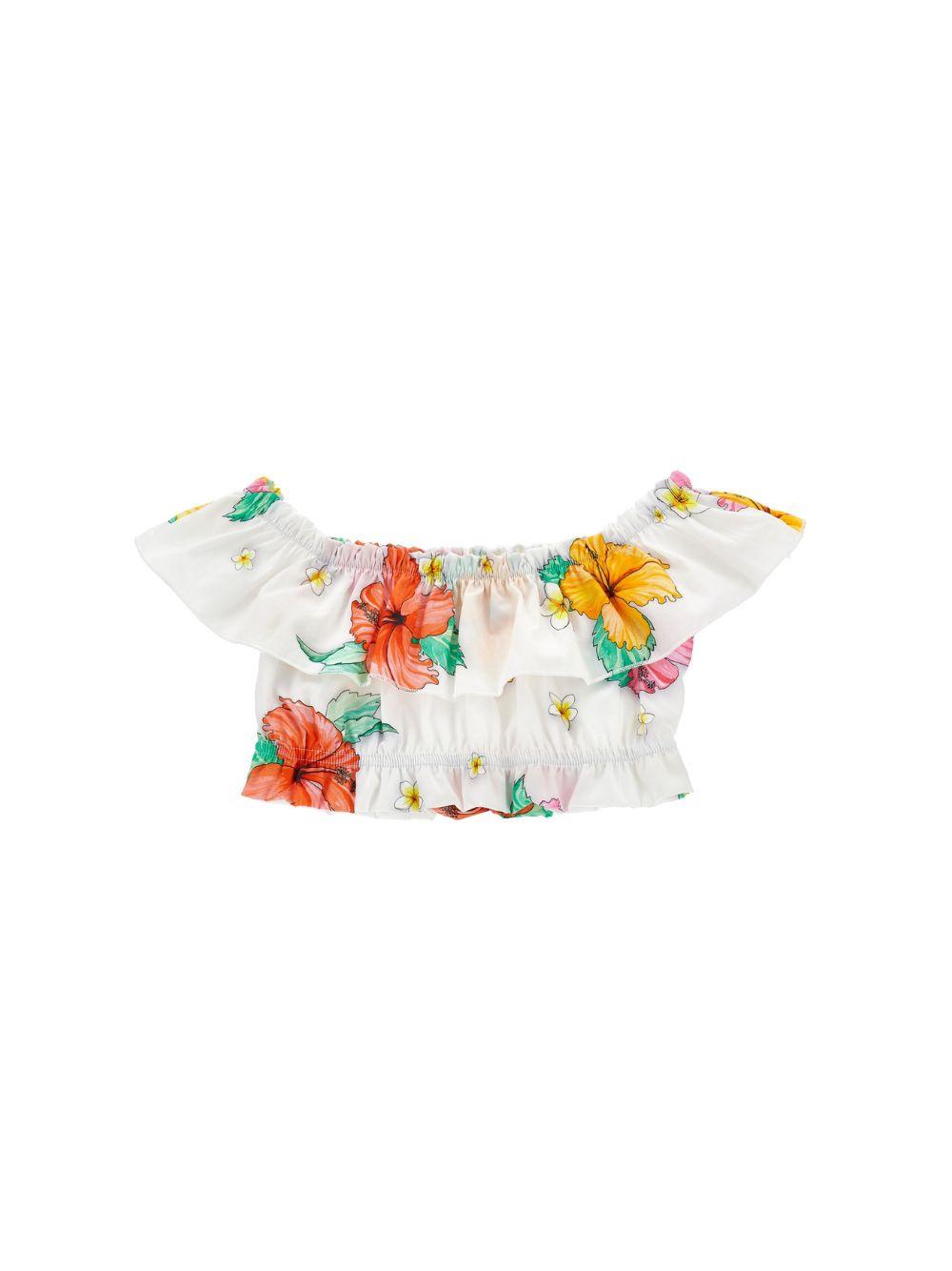 T-shirt per bambina Monnalisa x Disney bianca con stampa grafica floreale 11H310 8656 0099 MONNALISA