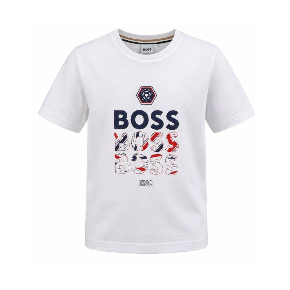 T-shirt per bambino Boss Kids bianca con stampa grafica J53253 10P BOSS KIDS