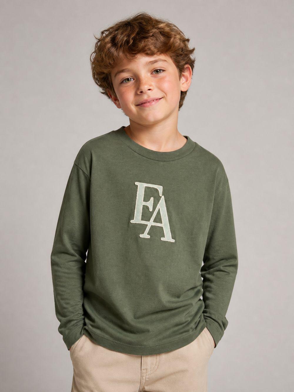 T-shirt per bambino Emporio Armani Kids verde con logo sul davanti EB001666 AF16162 U8114 EMPORIO ARMANI KIDS