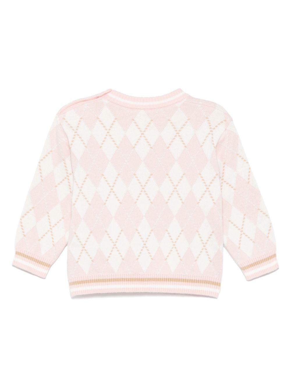 Maglione per neonata Fendi Kids rosa con ricamo BUG198 AUKS F0ZKY FENDI KIDS
