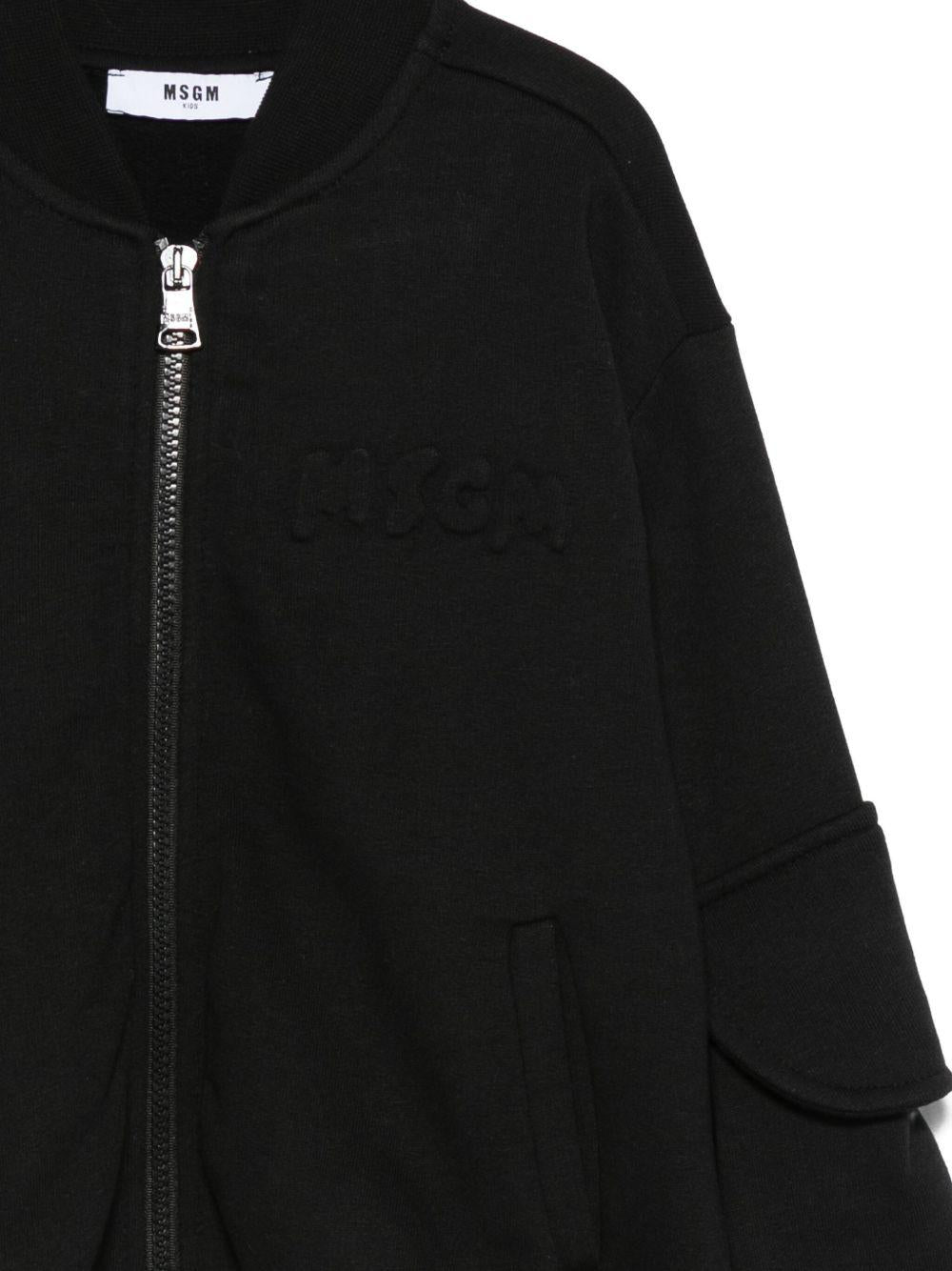 Felpa per bambinao MSGM Kids nera con cerniera F5MSJUBO026 110 MSGM KIDS