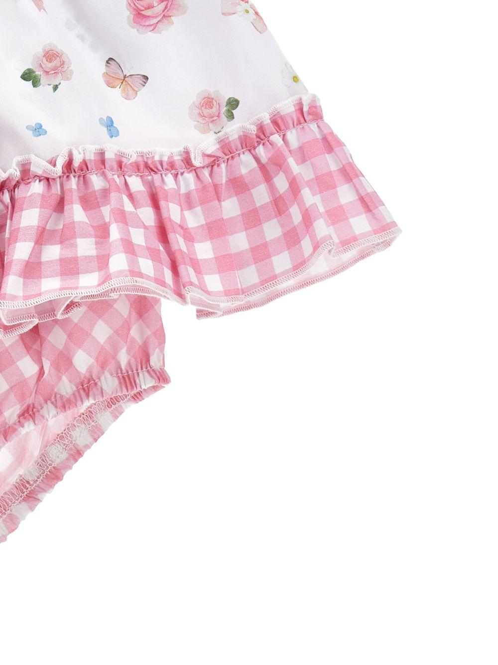 Set abito per neonata Monnalisa bianco a fiori con ruches 35G506 7011 9990 MONNALISA KIDS