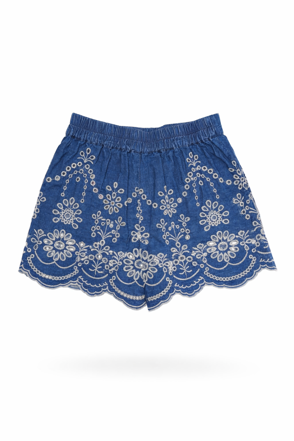 Shorts per bambina MC2 Saint Barth Kids blu con dettagli ricamati AMN0002 00473L MC2 ST. BARTH KIDS