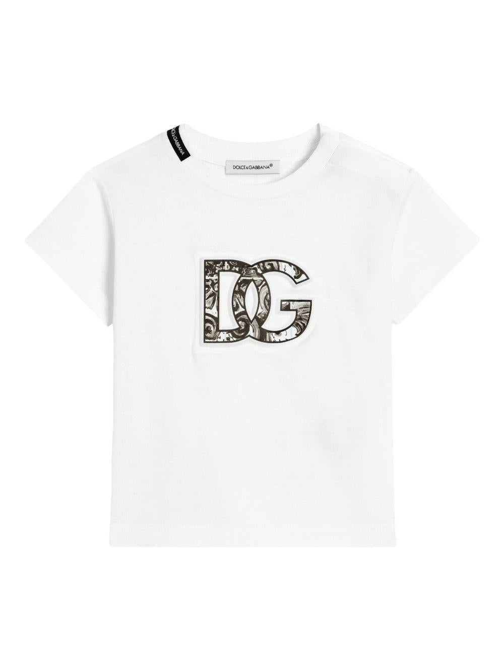 T-shirt per neonato Dolce & Gabbana Kids bianca con dettaglio logo L1JTEY G7NVC W0800 DOLCE & GABBANA KIDS