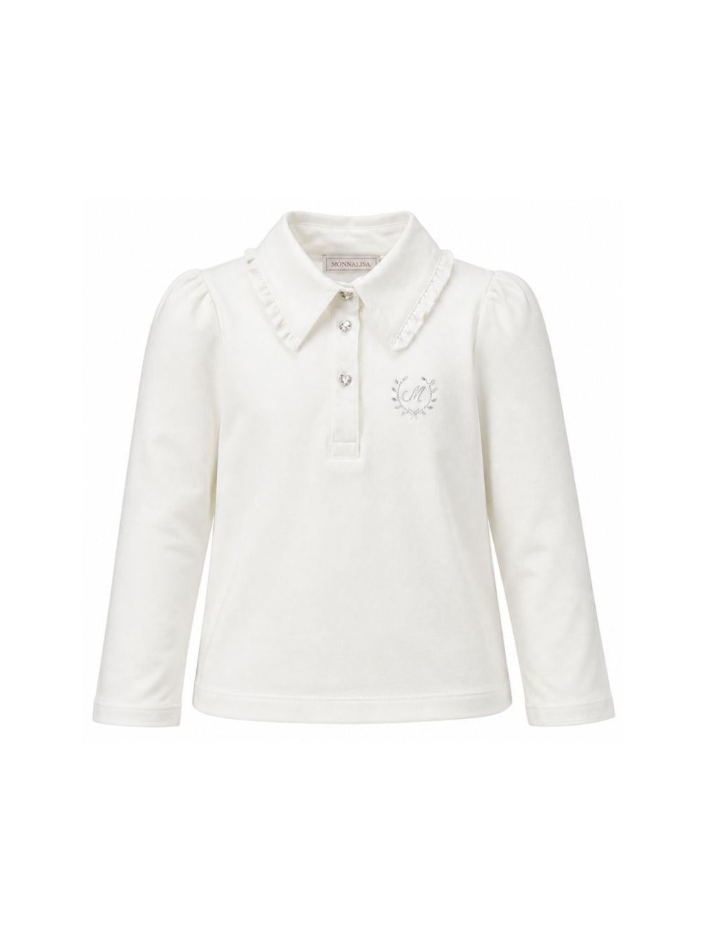 T-shirt per bambina Monnalisa Kids bianca con dettagli ruches 18HOZZ 8201 0099 MONNALISA KIDS