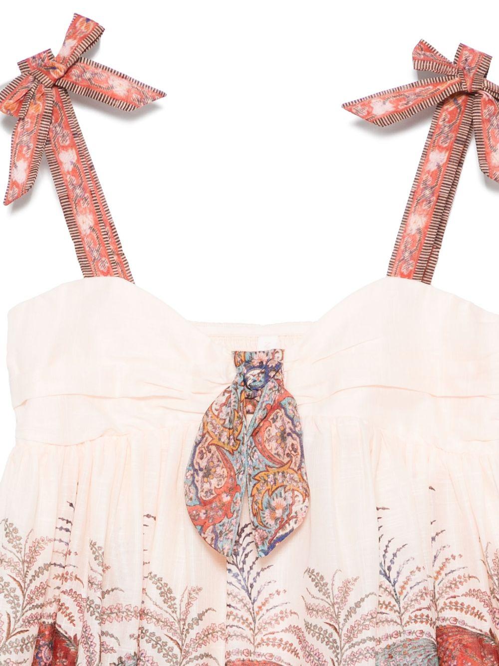 Abito per bambina ZIMMERMANN Kids beige con stampa paisley 2744DS S251 ZIMMERMANN KIDS