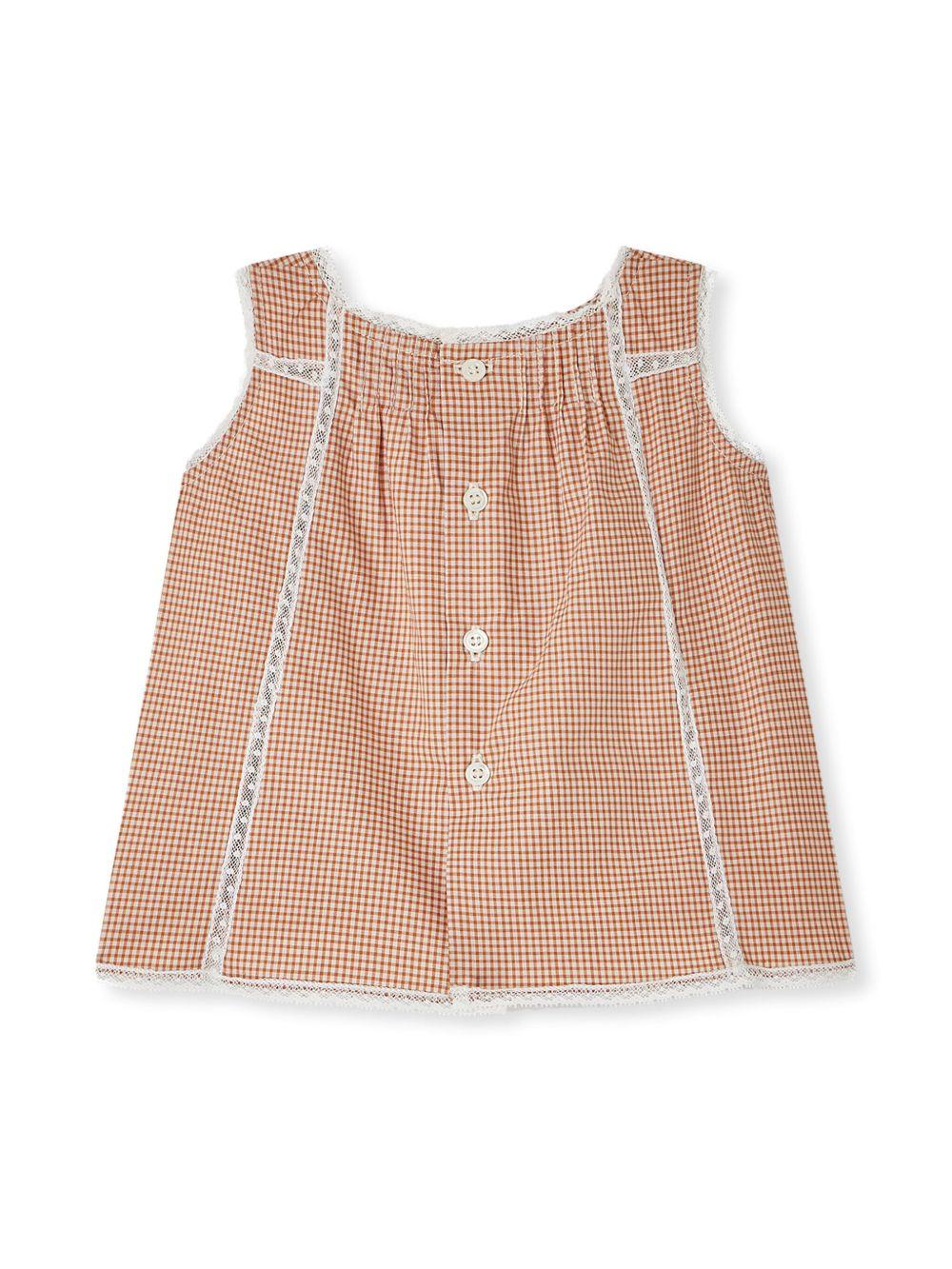 Blusa per neonata Bonpoint arancione con chiusura posteriore con bottone e bordo in pizzo S05XBLW00011 365A BONPOINT KIDS