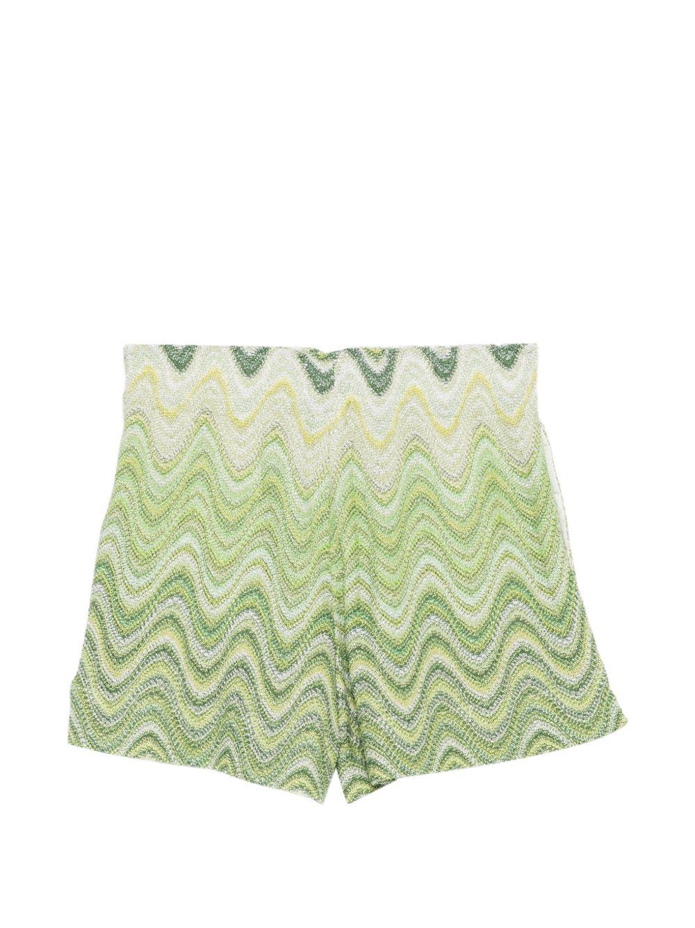 Shorts per bambina MC2 Saint Barth Kids verde con motivo zigzag MEA003 01121L MC2 ST. BARTH KIDS