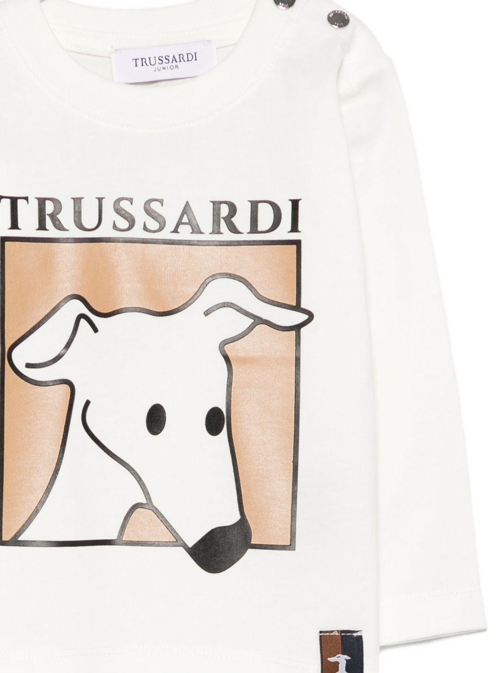 T-shirt per neonato Trussardi Junior bianco con stampa frontale TIA25085TS OFF-WHITE TRUSSARDI JUNIOR