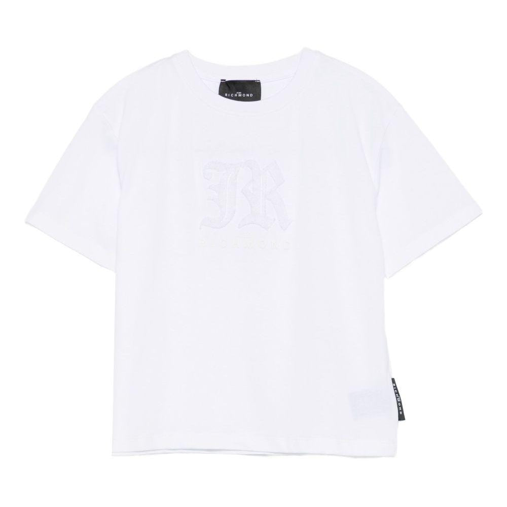 T-shirt per bambino John Richmond Junior bianco con logo in rilievo RBA25008TS WHITE JOHN RICHMOND JUNIOR