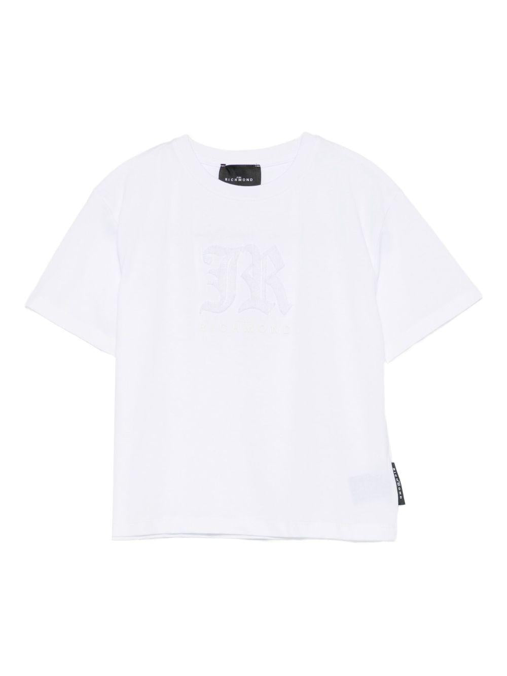 T-shirt per bambino John Richmond Junior bianco con logo in rilievo RBA25008TS WHITE JOHN RICHMOND JUNIOR