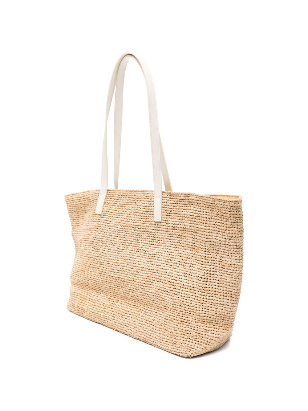 Borsa Rafia City MC2 Saint Barth beige con ricamo logo RAFC001 00200L MC2 ST. BARTH KIDS