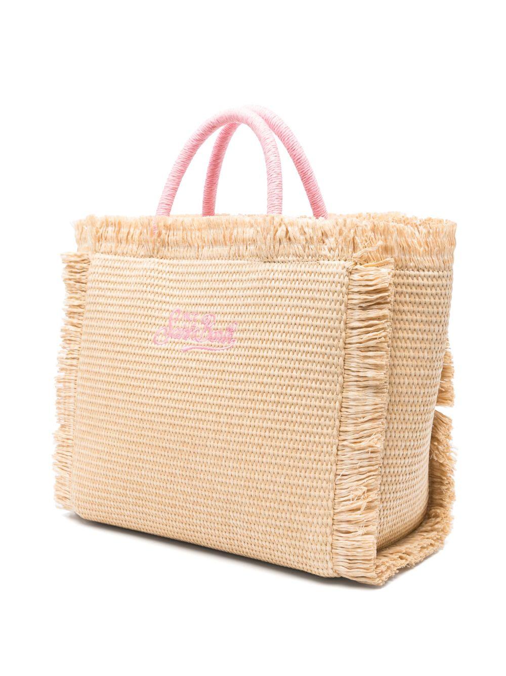 Borsa tote Colette MC2 Saint Barth beige con logo ricamato a contrasto COL0017 00415L MC2 ST. BARTH KIDS