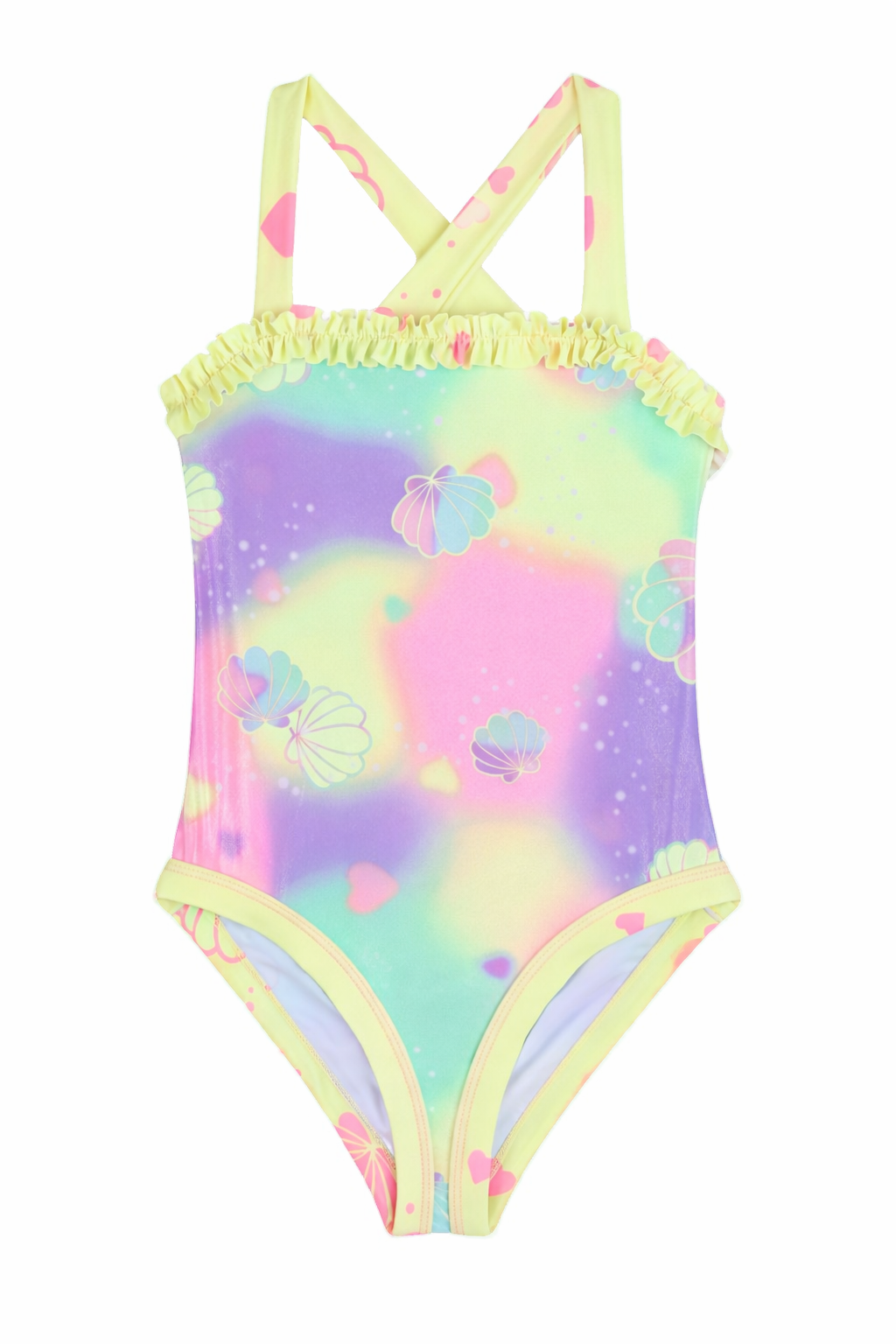 Costume intero per bambina Billieblush giallo con stampa grafica conchiglie U21958 929 BILLIEBLUSH KIDS