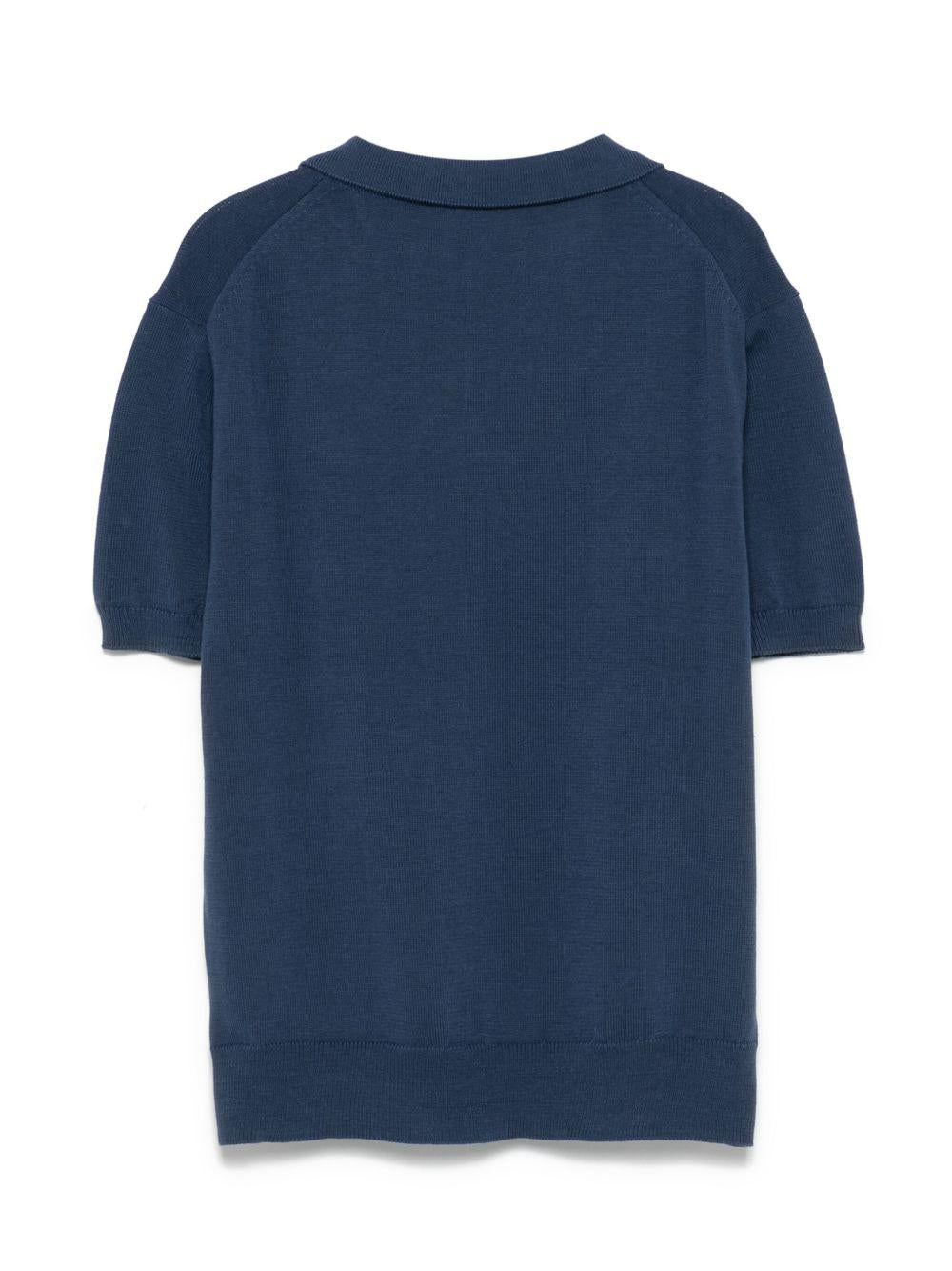 Polo in cotone per bambino Paolo Pecora Kids blu con orlo a coste PP3982 AZZ PAOLO PECORA KIDS
