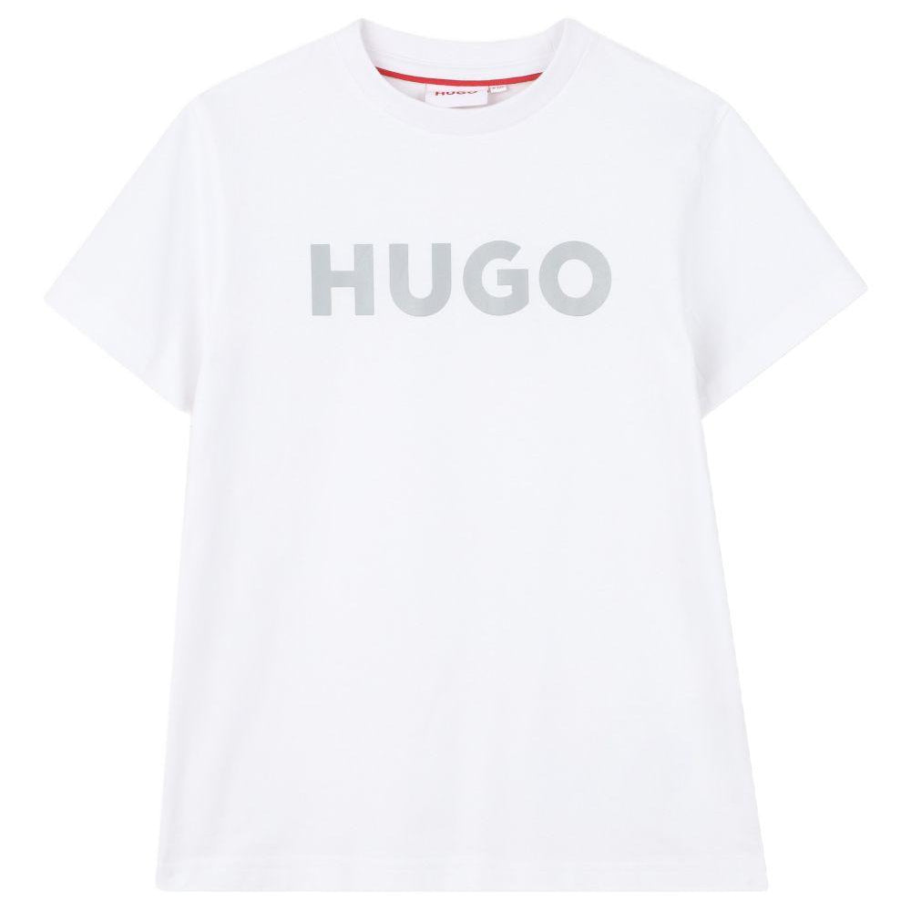 T-shirt per bambino Hugo Kids bianca con logo a contrasto G01016 10P Hugo KIDS