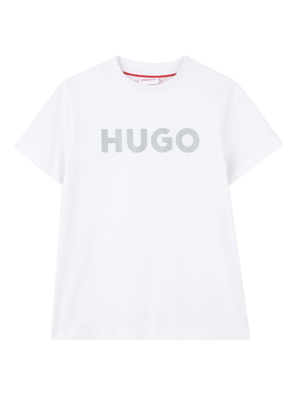 T-shirt per bambino Hugo Kids bianca con logo a contrasto G01016 10P Hugo KIDS