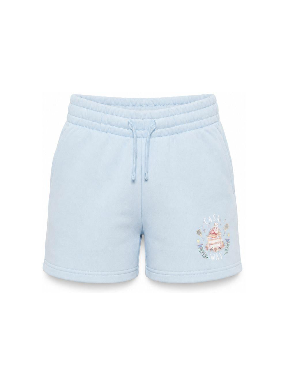 Shorts per bambino Casablanca Kids azzurro chiaro con tasca posteriore con toppa KPF26JTR26602 CASAWAY CASABLANCA KIDS