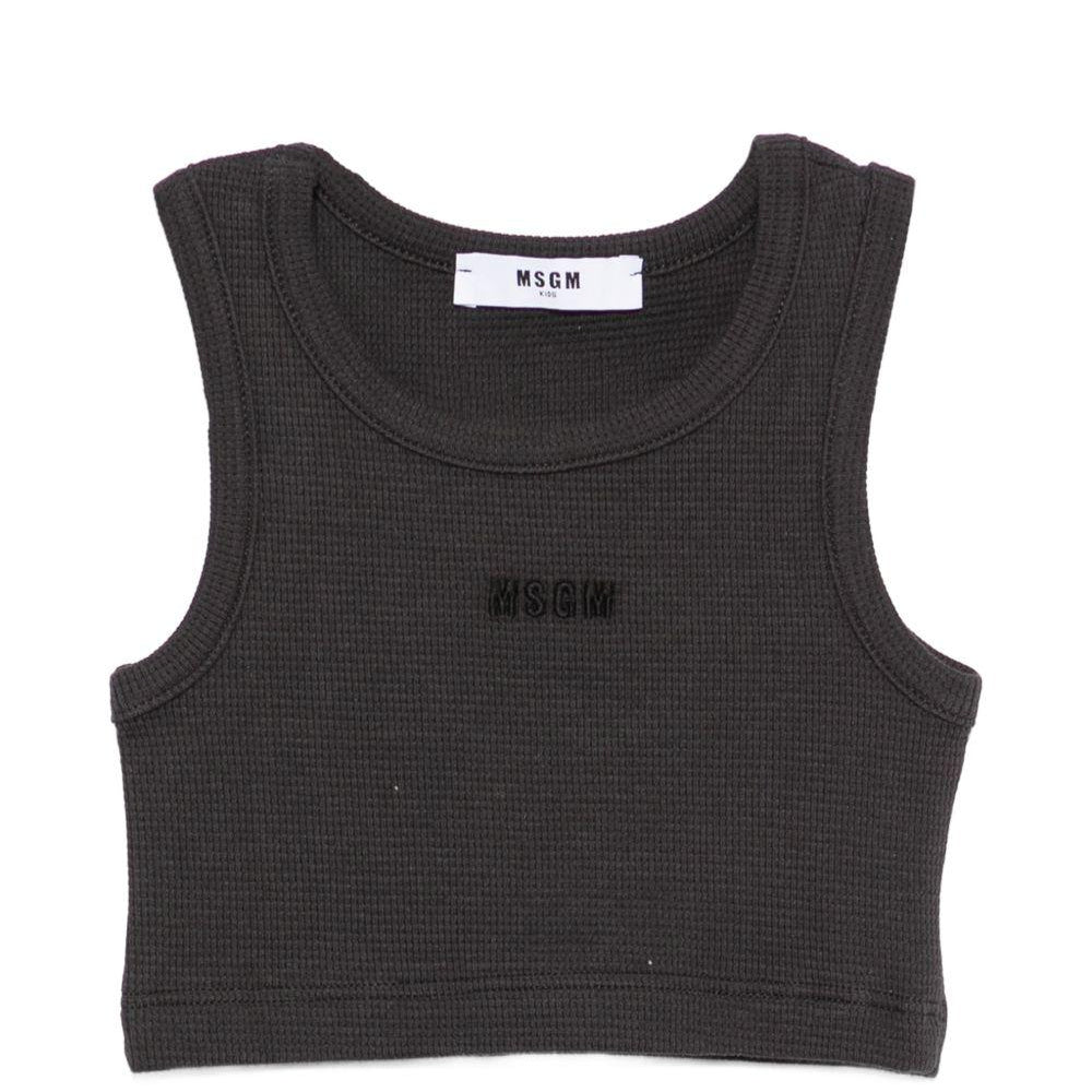 T-shirt per bambina MSGM Kids nera senza maniche S6MSJGTA030 102 MSGM KIDS