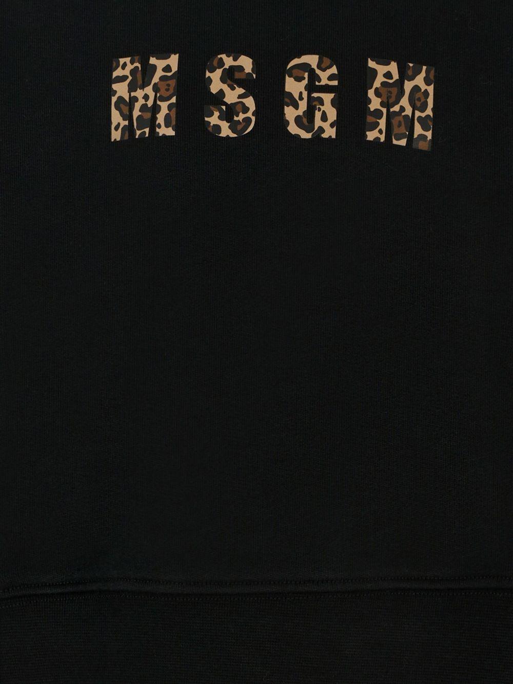 Felpa per bambina MSGM Kids nero con logo leopardato F5MSJGSW145 MS068 MSGM KIDS