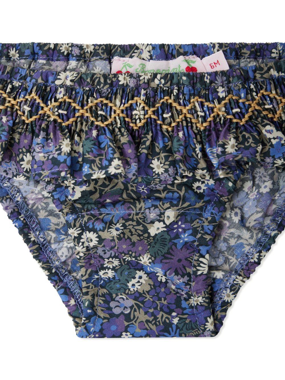 Slip bikini a fiori per neonata Bonpoint blu con vita elasticizzata S05XSSW00001 577 BONPOINT