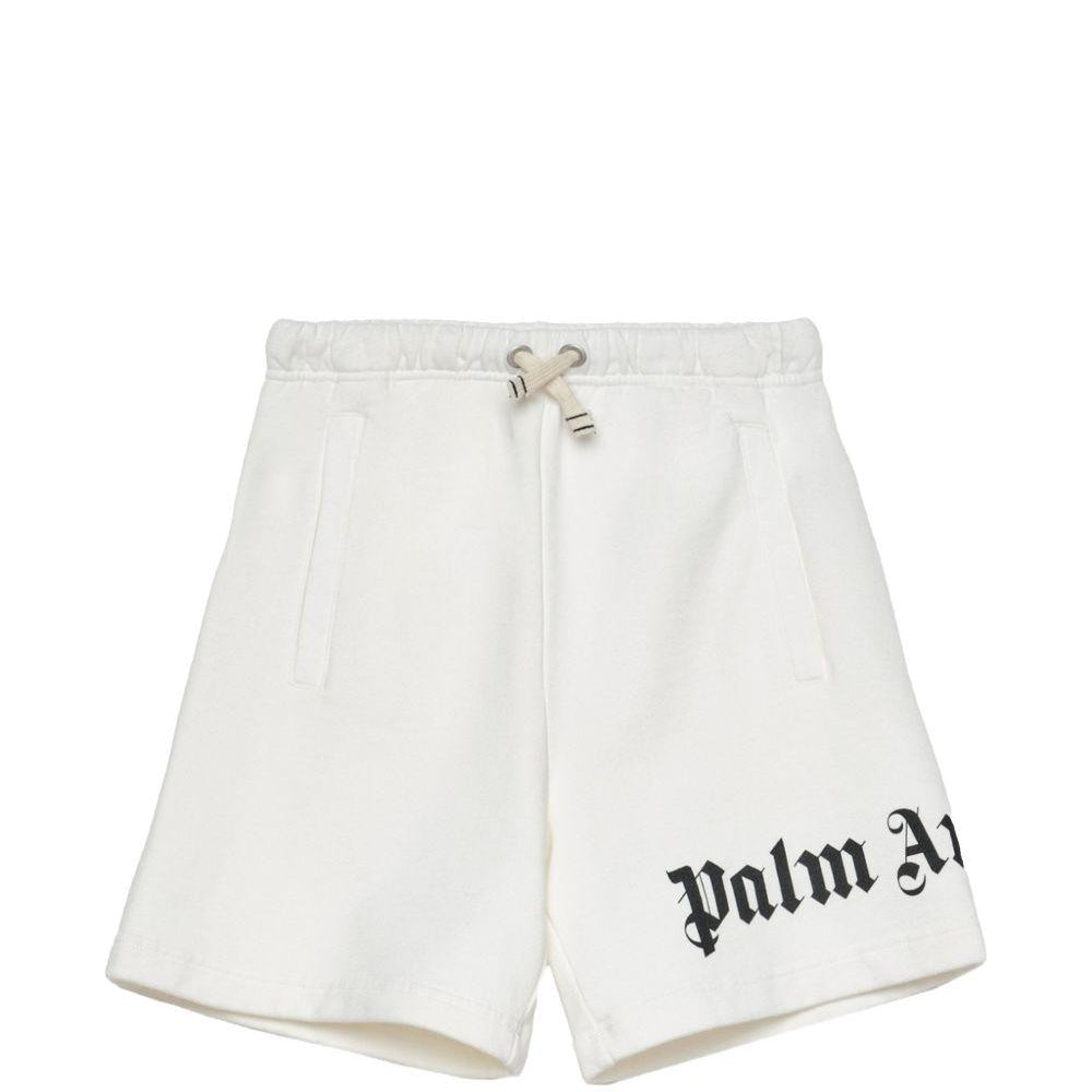 Bermuda per bambino Palm Angels Kids bianco con logo PBCI006S26FLE001 002 PALM ANGELS KIDS