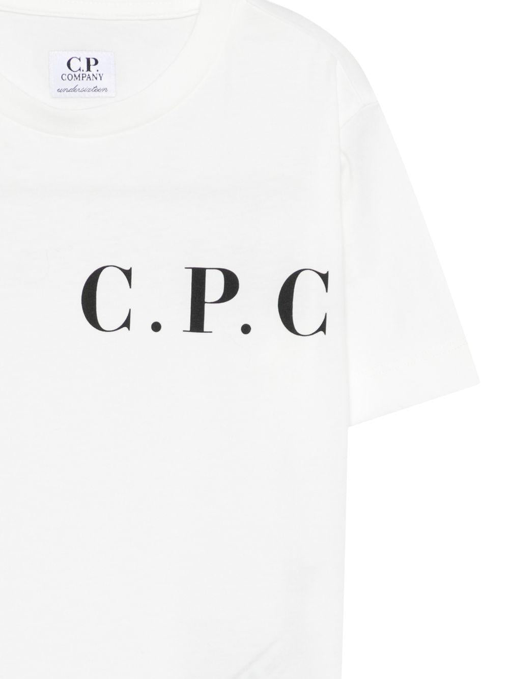 T-shirt per bambino C.P. Company Kids bianca con logo sul petto C5M00LLAA17 10135 C.P.COMPANY KIDS