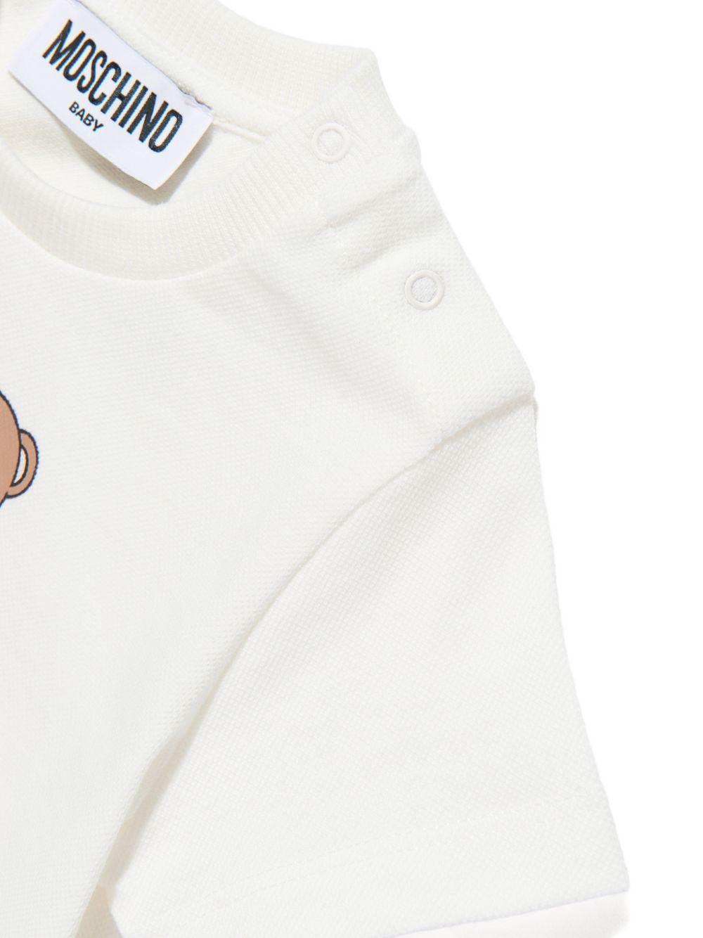 T-shirt per neonati Moschino Kids bianca con stampa orsetto MOM031LFA07 10063 MOSCHINO KIDS