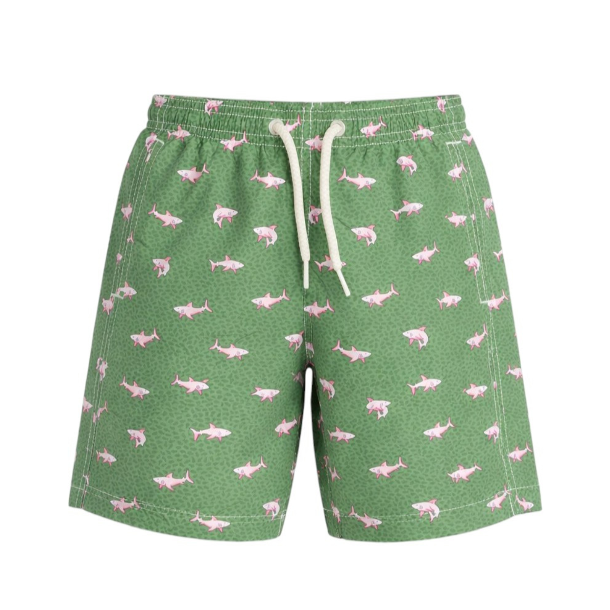 Costume da bagno per bambino MC2 Saint Barth Kids verde con stampa grafica squali JEA0004 02149L MC2 ST. BARTH KIDS