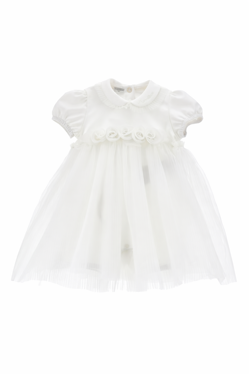 Abito per neonata Monnalisa bianco con dettaglio rosa 35G201 7010 0001 MONNALISA