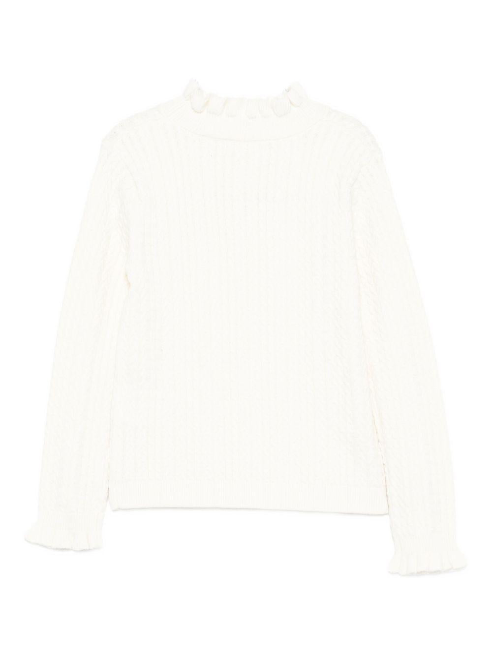 Maglione per bambina Louise Misha bianco con dettagli arricciati GRC-W25-J0071 CREAM LOUISE MISHA