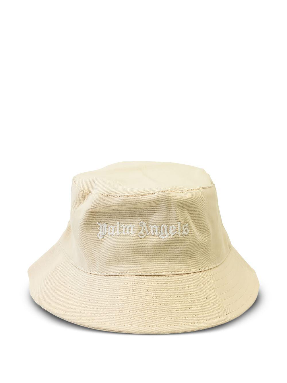 Cappello da pescatore per bambino Palm Angels Kids beige con logo ricamato PBLA001S26FAB003 092 PALM ANGELS KIDS