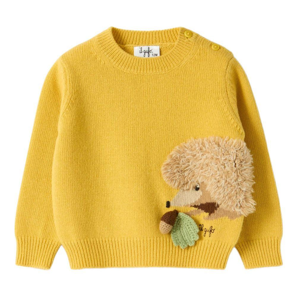 Maglione per neonato Il Gufo giallo con ricamo porcospino e ghianda A25GMA0021EM220 224 IL GUFO KIDS