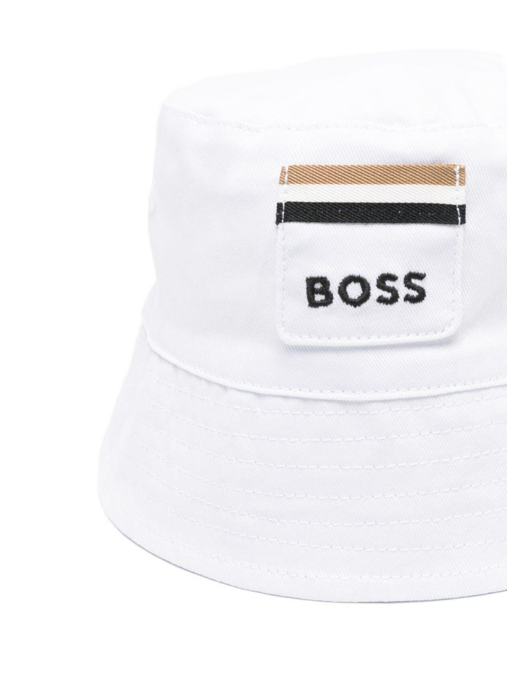 Cappello da pescatore per bambino Boss Kidswear bianco con toppa logo J53103 10P BOSS KIDS