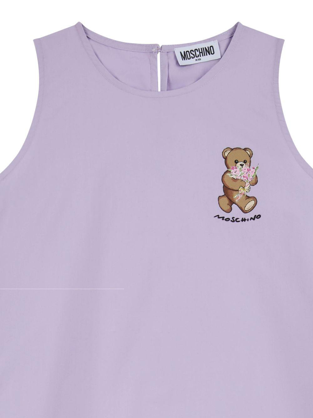 Abito per bambina Moschino Kids viola con stampa sul davanti HDV0HELLA10 51683 MOSCHINO KIDS