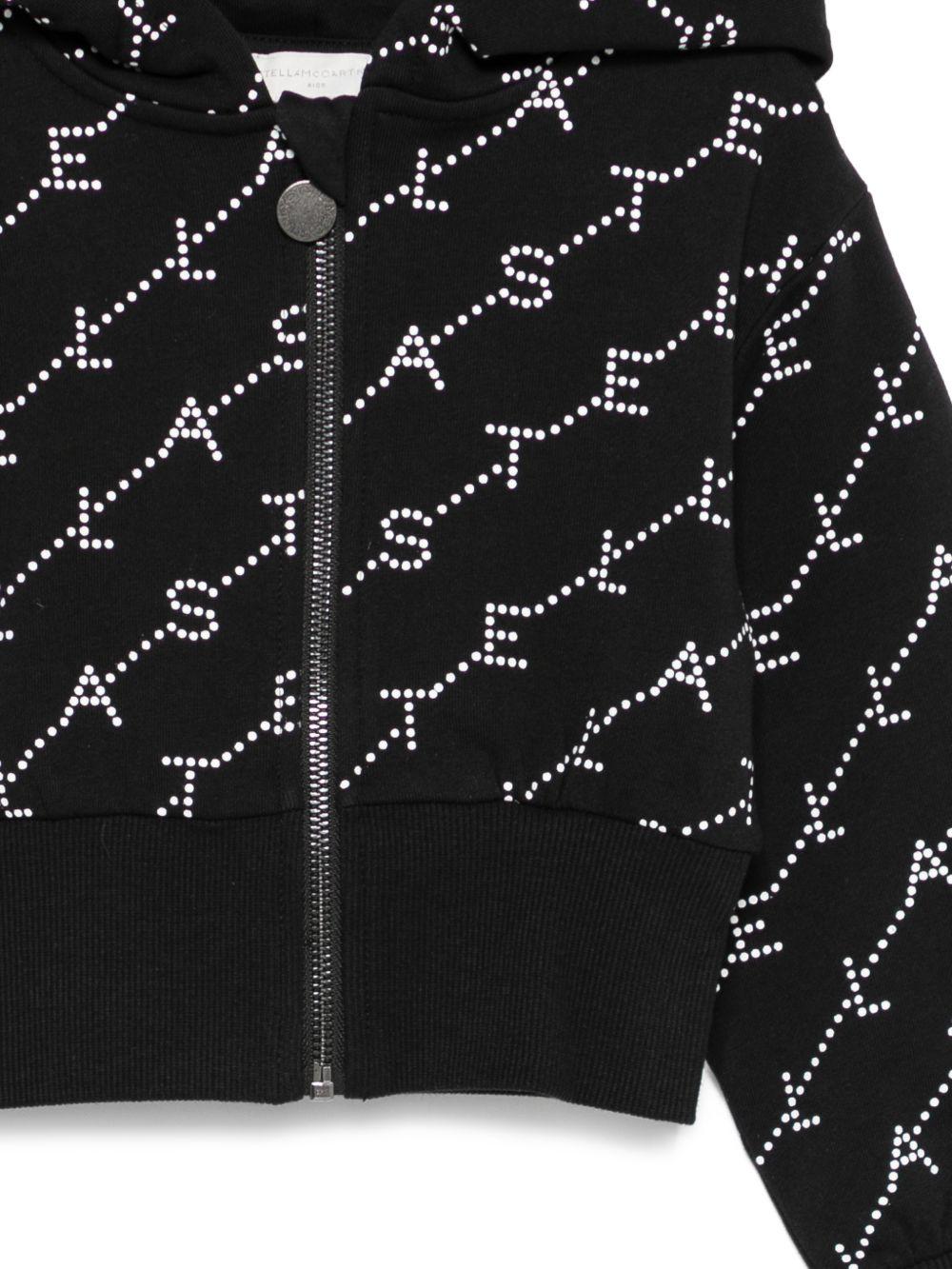 Felpa per bambina Stella McCartney Kids nera con stampa logo all-over TY4B50 Z3477 930BC STELLA McCARTNEY KIDS