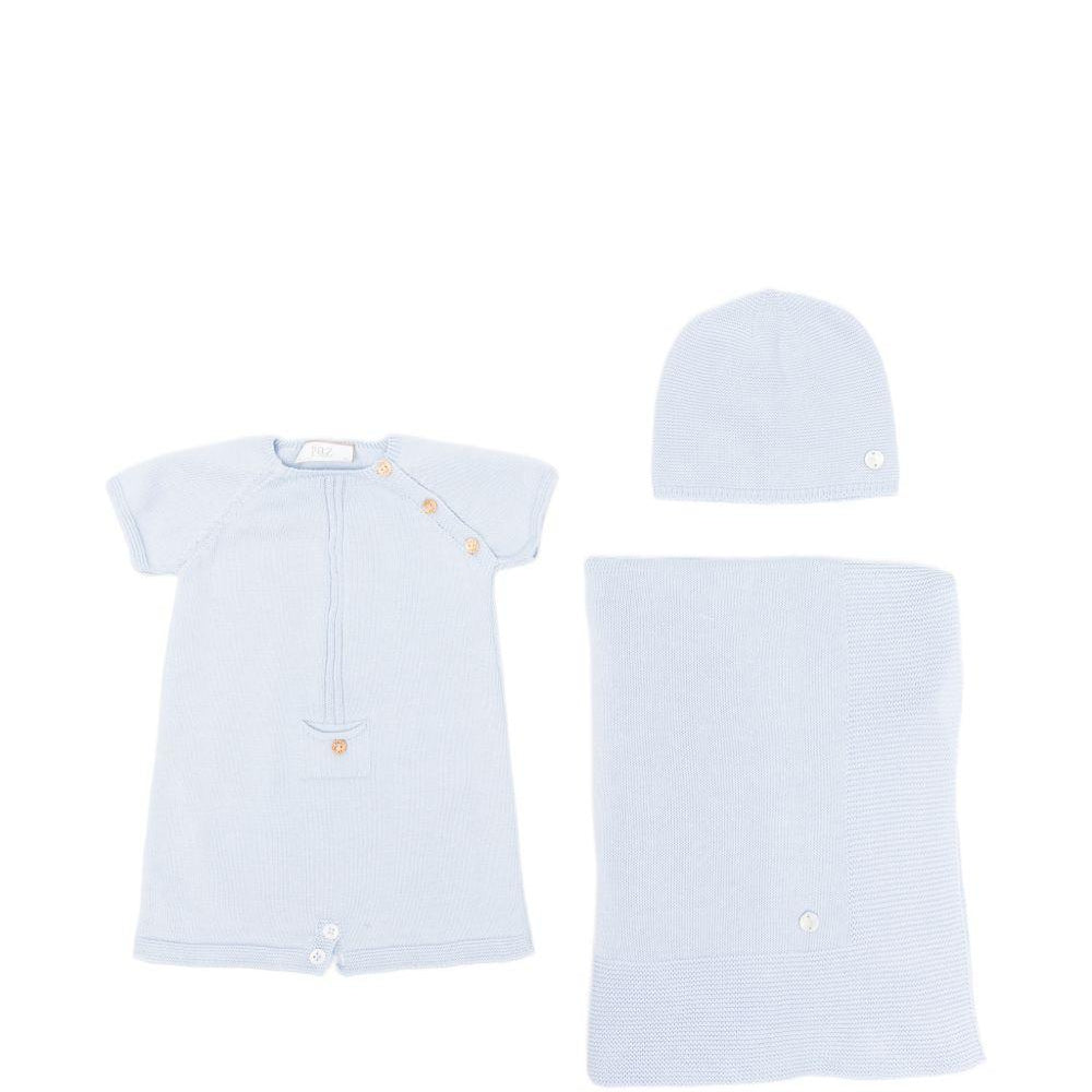 Set tutina cappellino e copertina per neonati Paz Rodriguez azzurro con placca con logo 105-123192 801 PaZ RODRIGUEZ KIDS
