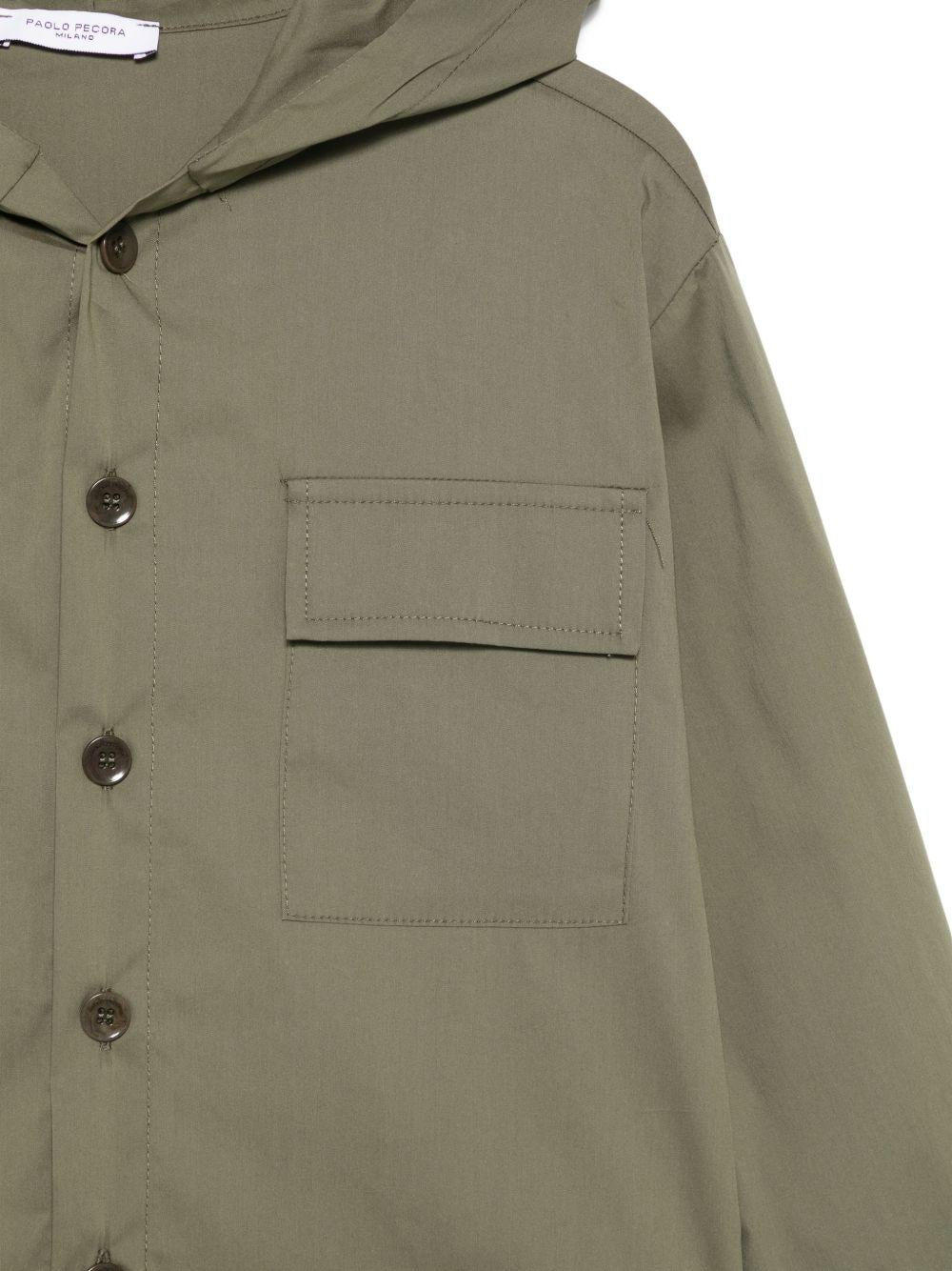 Camicia per bambino Paolo Pecora Kids verde con cappuccio PP4331 OLIVA PAOLO PECORA KIDS