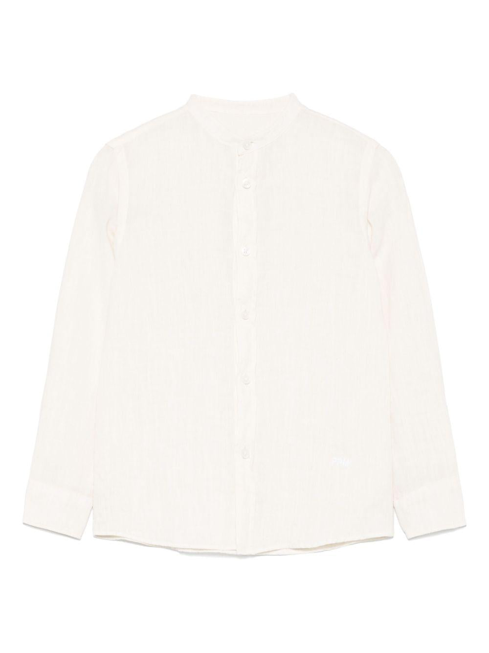 Camicia in lino per bambino Paolo Pecora Kids beige con logo ricamato PP4031 SALE PAOLO PECORA KIDS