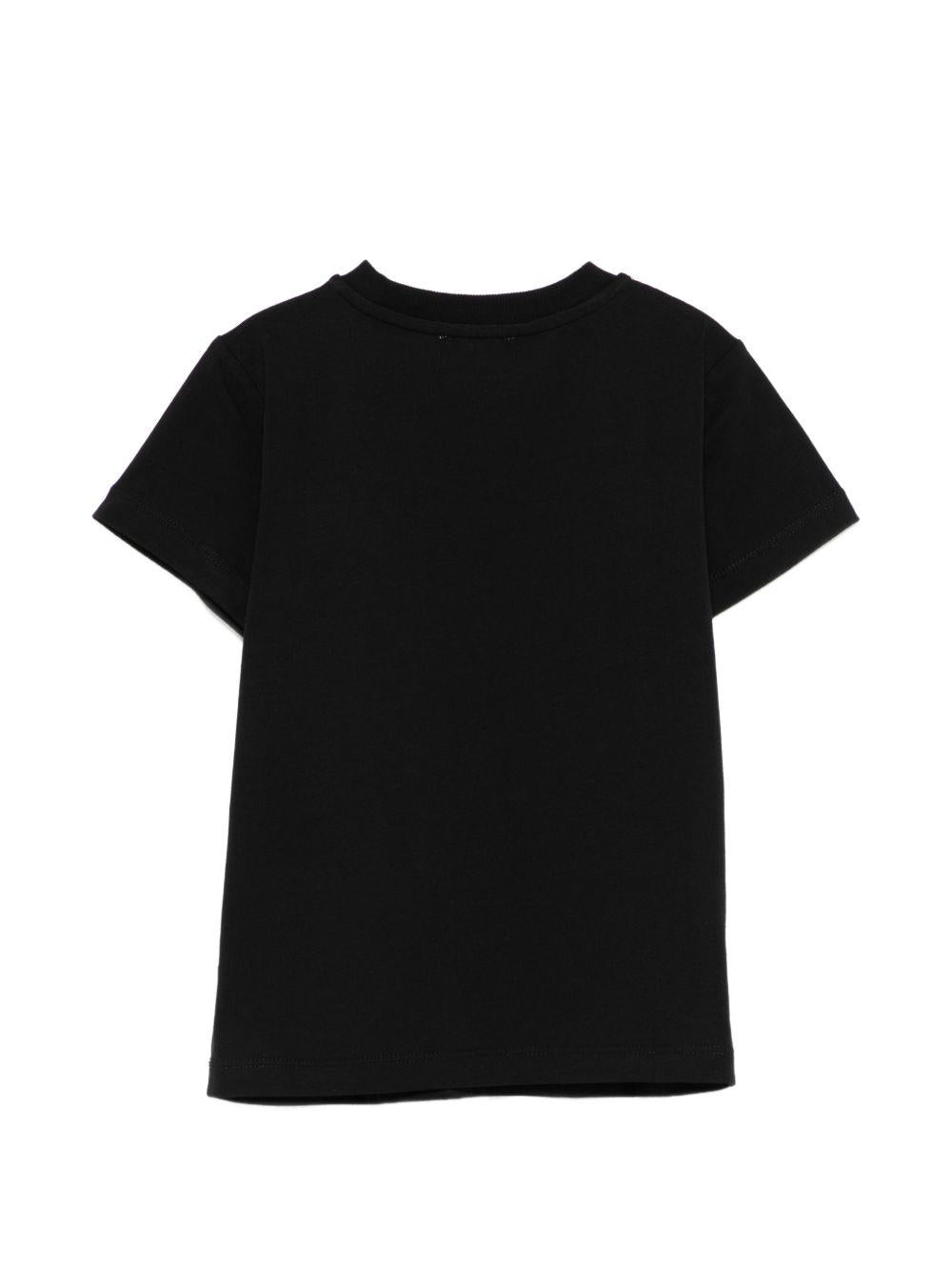 T-shirt per bambini Moschino Kids nera con ricamo Teddy Bear HTM058LAA24 60100 MOSCHINO KIDS