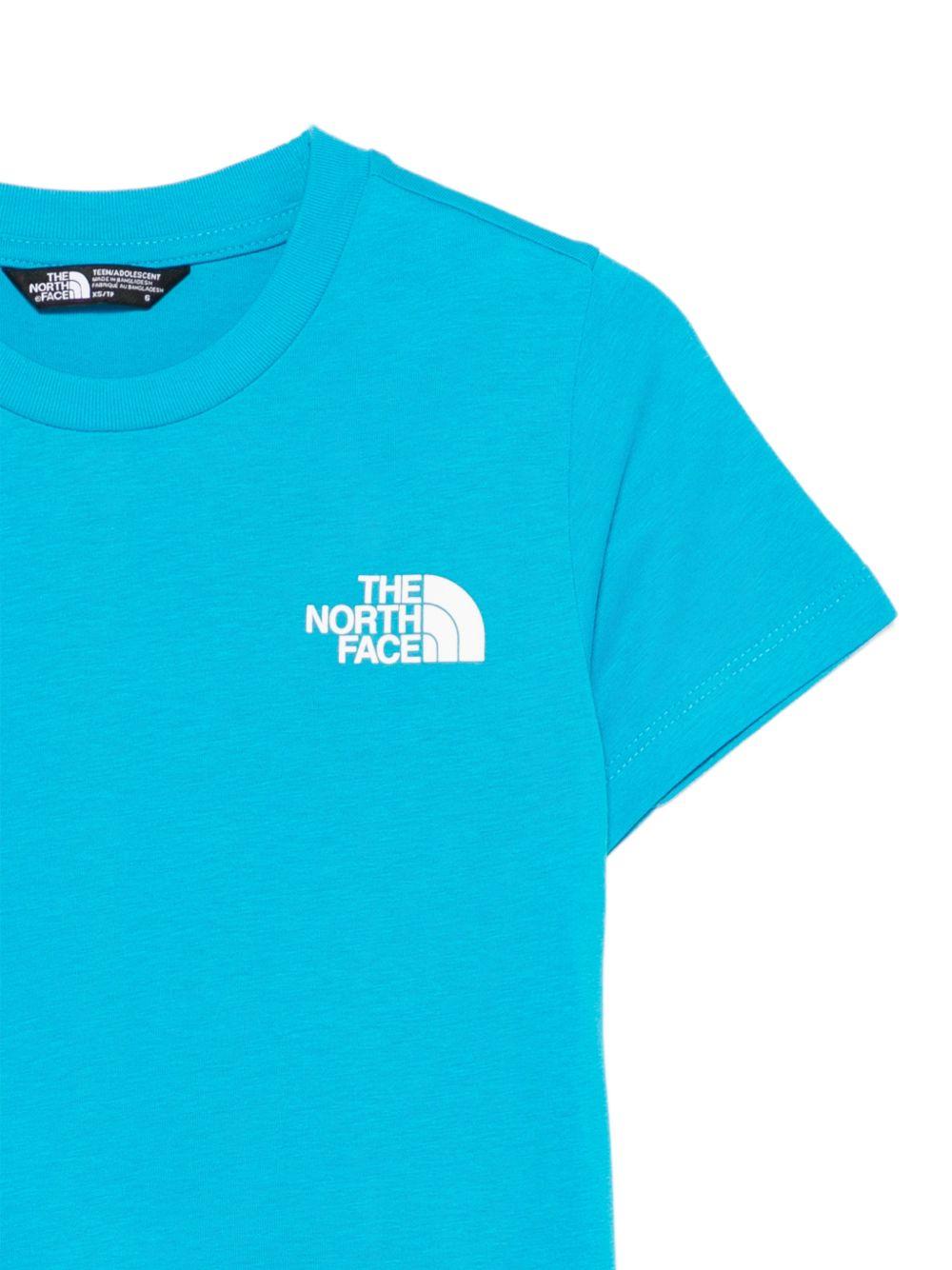 T-shirt per bambini The North Face Kids azzurra con logo sul davanti NF0A87T4 D7R1 THE NORTH FACE KIDS