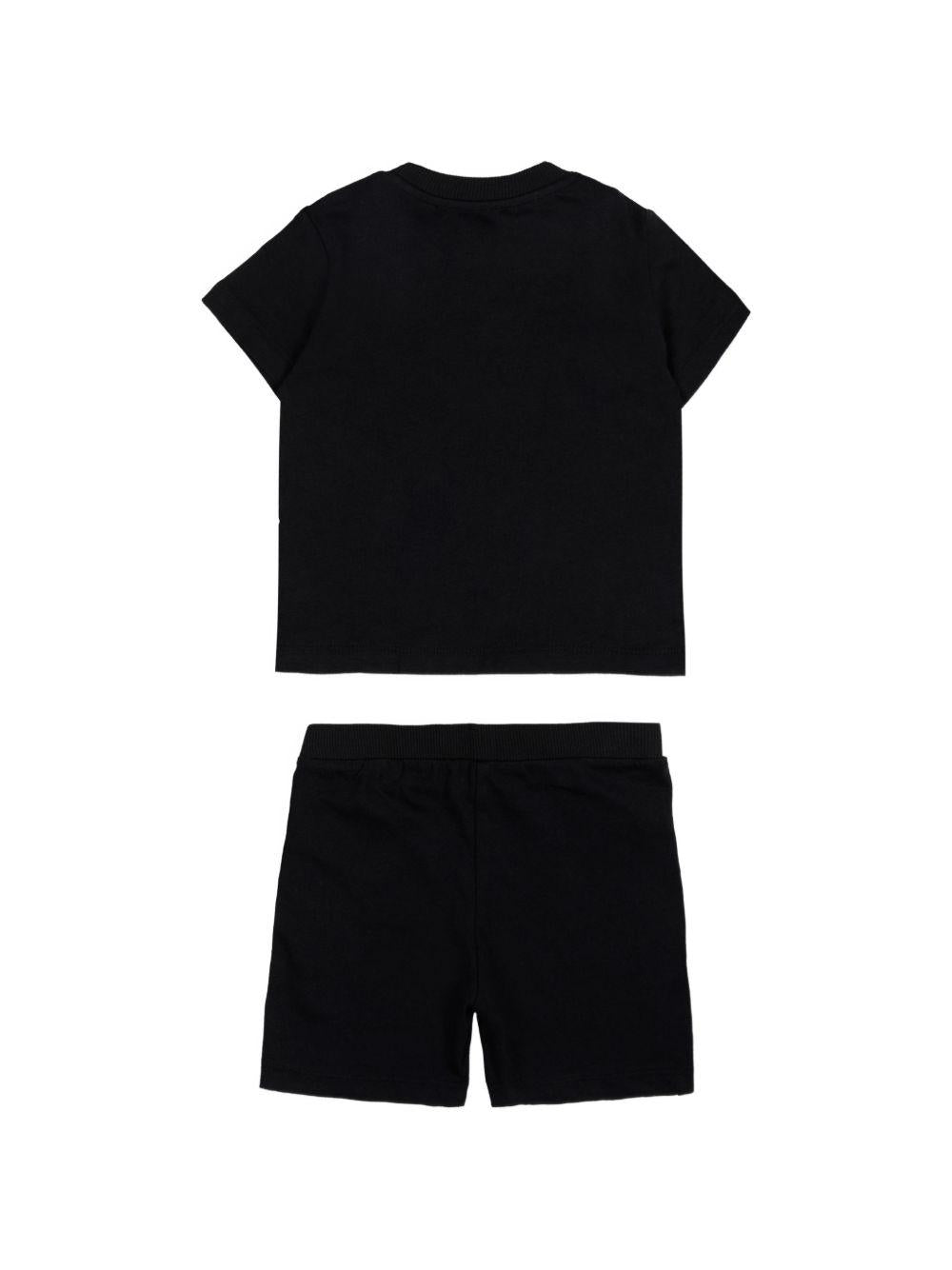 Set t-shirt e shorts per neonati Moschino Kids nero con stampa Teddy Bear MXG00MLAA17 60100 MOSCHINO KIDS