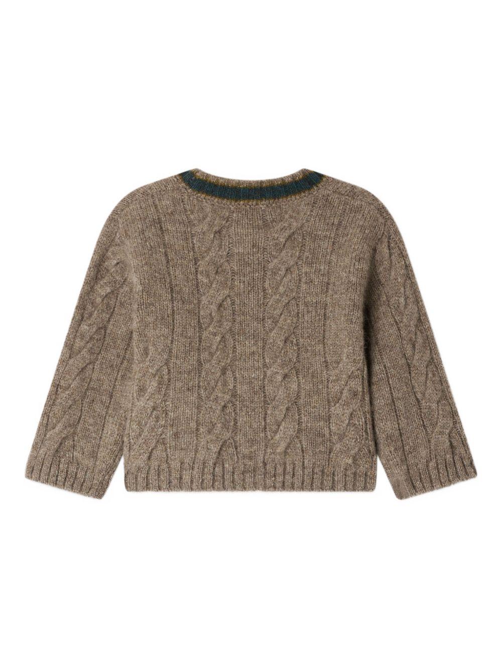Cardigan per neonato Bonpoint marrone in maglia a trecce W05YCAK00005 262 BONPOINT