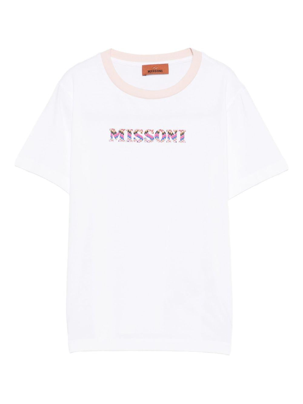 T-shirt per bambina Missoni Kids bianco con logo motivo a zigzag MX8A11 Z3186 100MC MISSONI KIDS