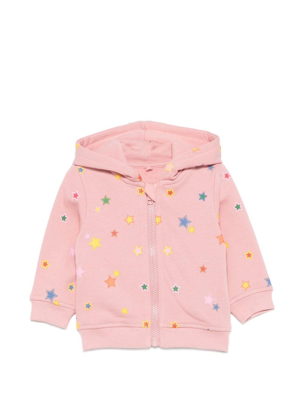 Felpa per neonata Stella McCartney Kids rosa con stampa stelle all-over TZ4020 Z4021 507MC STELLA McCARTNEY KIDS