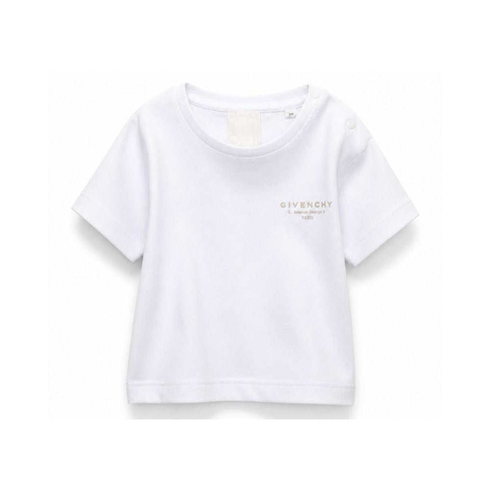T-shirt per neonati Givenchy Kids bianca con logo sul davanti H31184 10P GIVENCHY KIDS