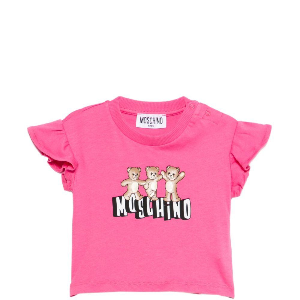 T-shirt per neonata Moschino Kids fucsia con ruches MDM03QLAA17 50533 MOSCHINO KIDS