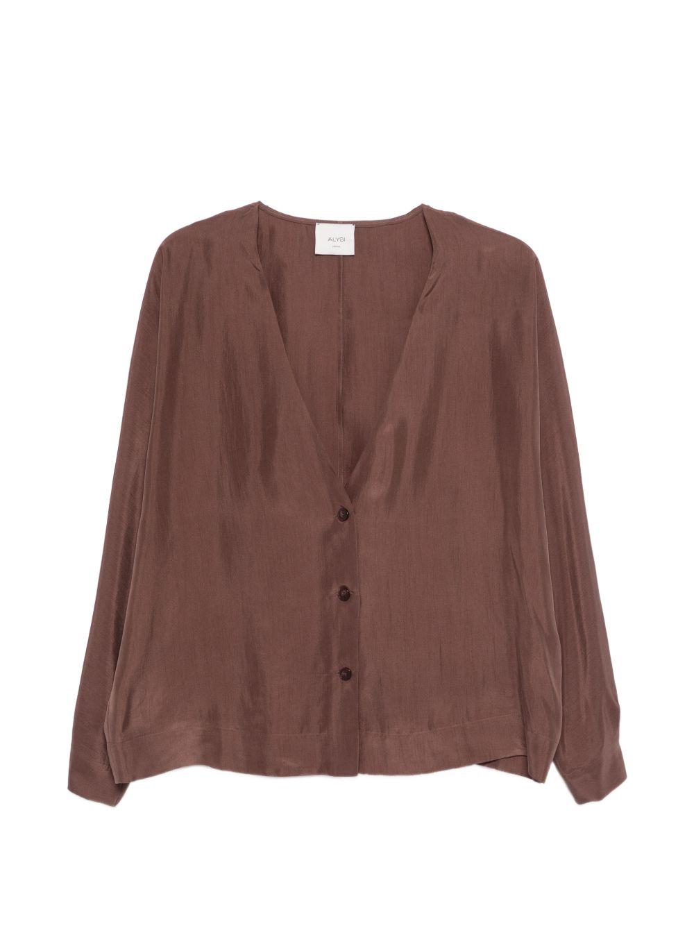 Camicia per donna Alysi marrone con scollo a V 116820 P6003 MOSTO ALYSI
